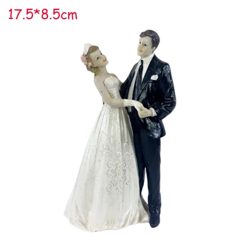 1PC Couple Figurines Miniatures Bride and Groom Cake Toppers Dolls Valentine's Day Wedding Anniversary Cake Decoration Supplies Good Vibrations