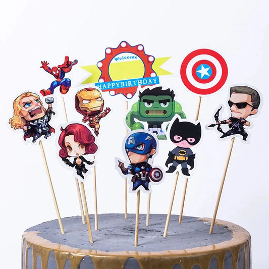 New Avengers Cake Decoration Cake Toppers Birthday Party Supplies Baby Shower Superhero Kids Boys Girls Cup Favors Decoration Good Vibrations