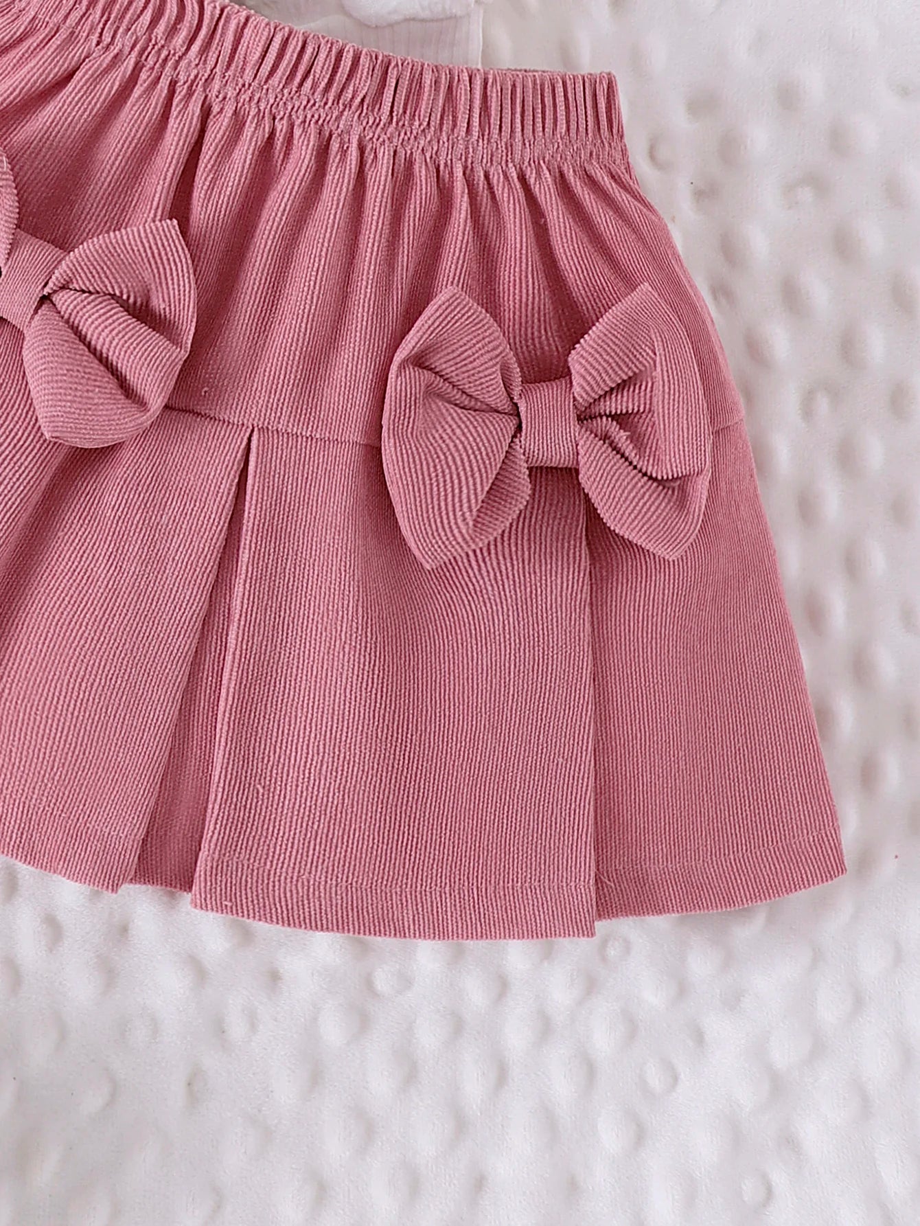 2PCS Winter New Style For 0-3 Year Old Girls, Comfortable Sweet And Cute Bubble Sleeves, Love Chapter Top + Pink Short Skirt Set Good Vibrations