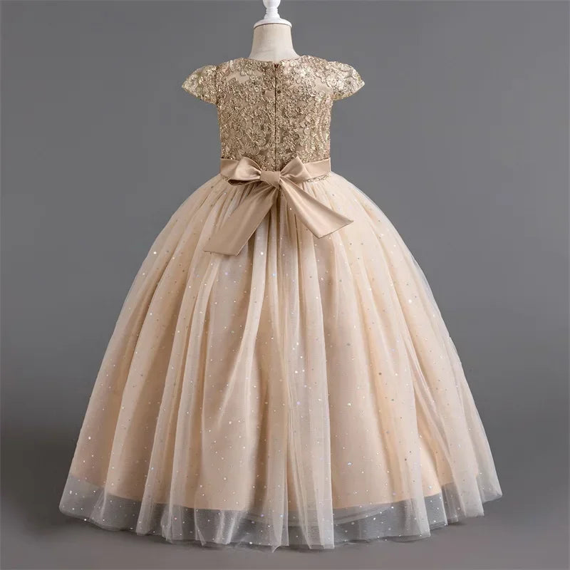 2024 Teen Girls Bridesmaid Flower Dresses for Wedding Elegant Luxury Party Sequin Lace Princess Evening Dress Birthday Prom Gown Good Vibrations