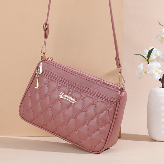 Bag Female Fashion Quilted Middle-Aged Multi Compartment Cross Body Bag Good Vibrations