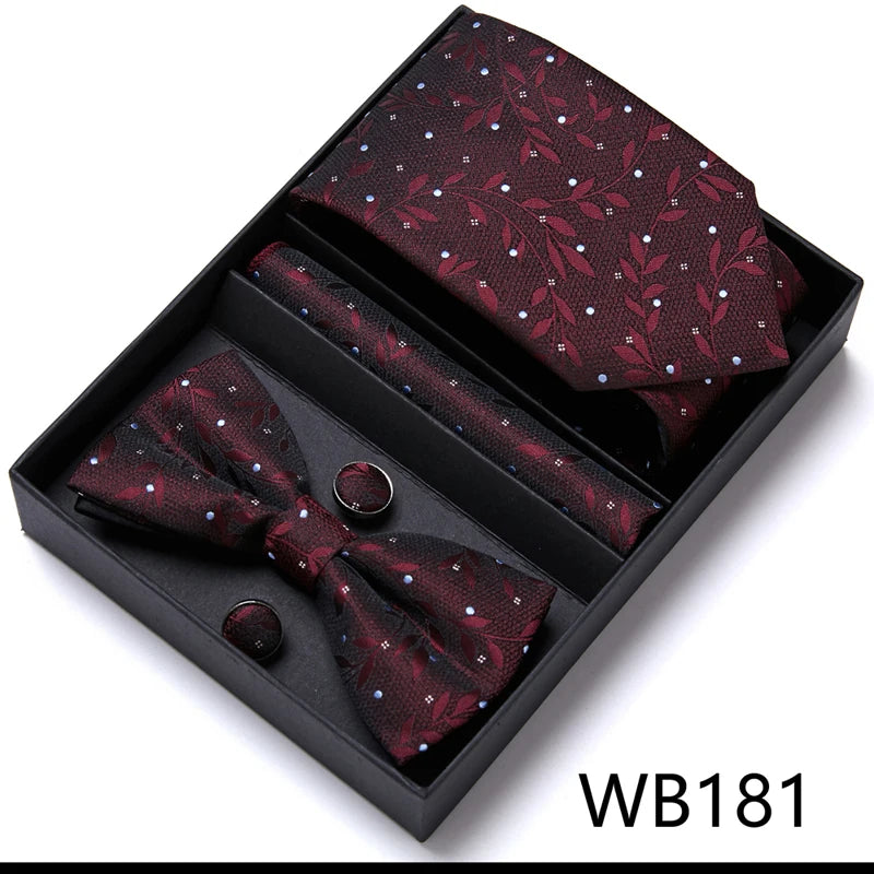 Tie For Men Formal Dress Tuxedo NeckTie Handkerchief Bow Tie Set PlaisyParty Groom Wedding Butterfly Bowtie In Box Good Vibrations