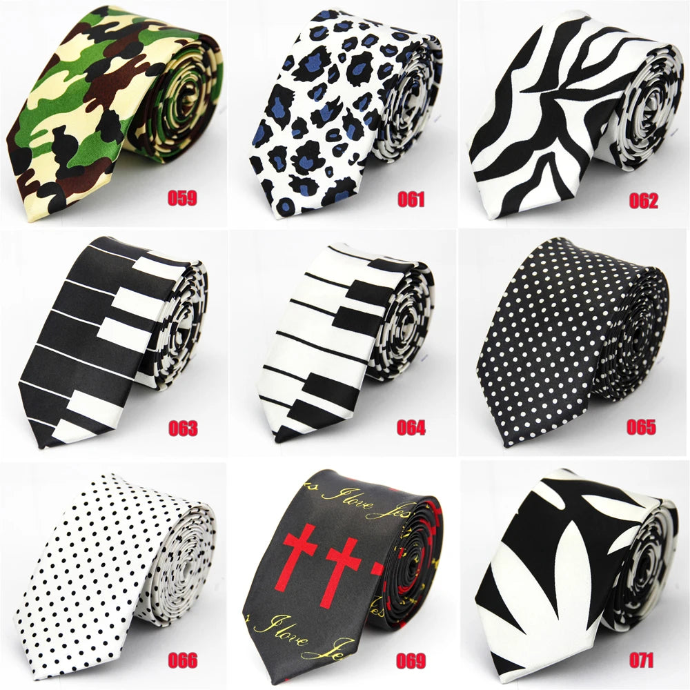 Mens Ties Slim 5cm (2in) Wedding Striped Dots Piano Skulls for Men Women Gravata Corbata Regalos Para Hombres Accessoires Homme Good Vibrations