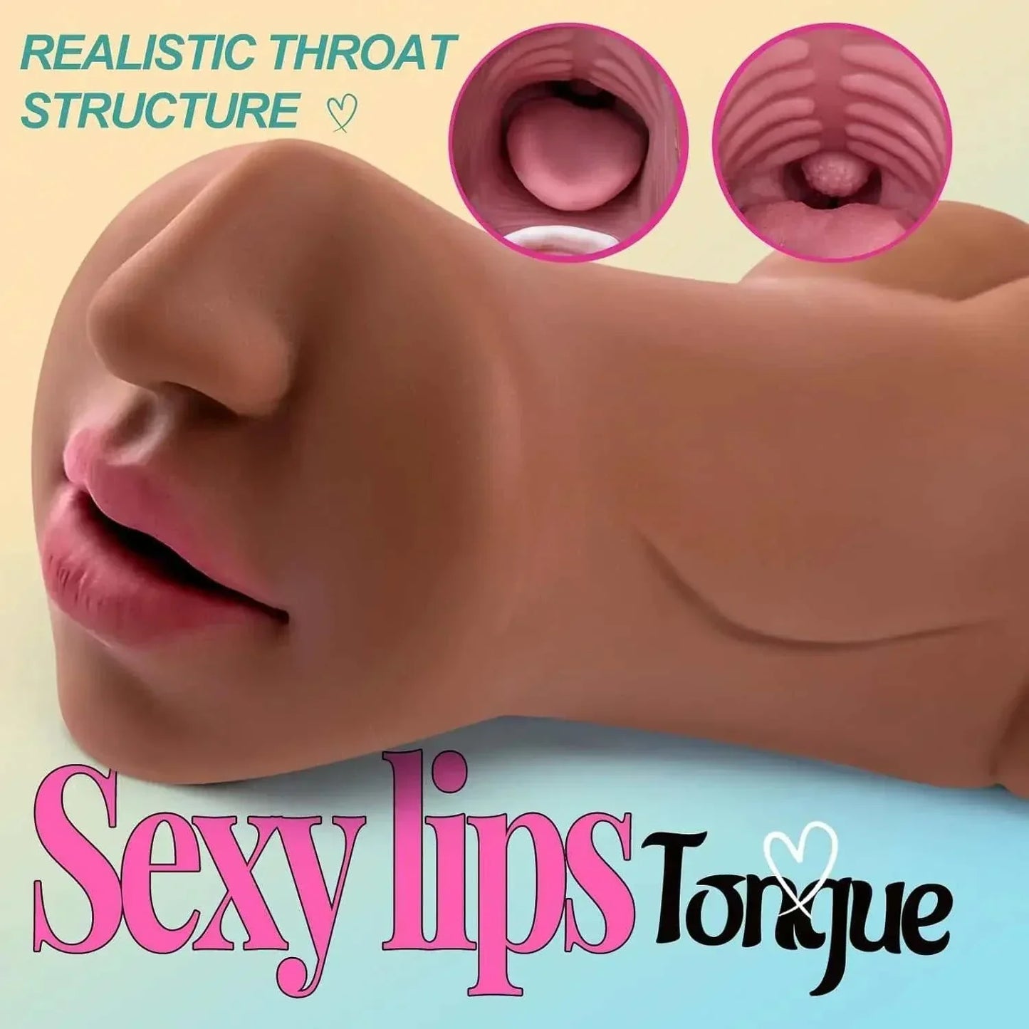 Realistic artificial vagina with sexy lips and throat structure for male masturbation.