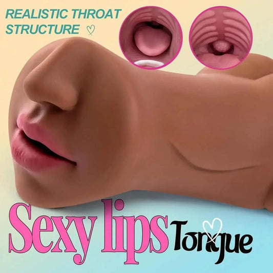 Realistic artificial vagina with sexy lips and throat structure for male masturbation.
