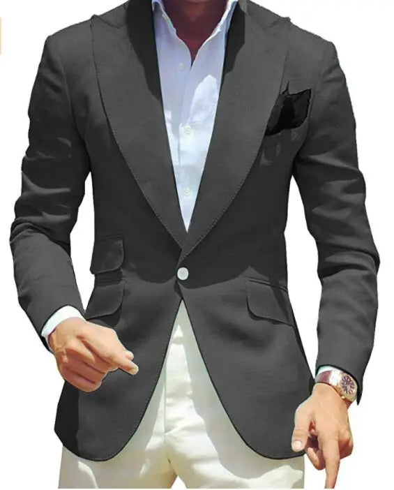 Pink Blazer for Men Peak Lapel Single Breasted Dinner Jacket Elegant Smoking Slim Fit Suit One Coat for Wedding/Business