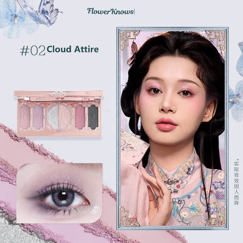 Flower Knows Moonlight Mermaid Eyeshadow Delicate Matte Glow Shimmer Chameleon Waterproof 5 Color Glitter Eye Shadow Palette Good Vibrations