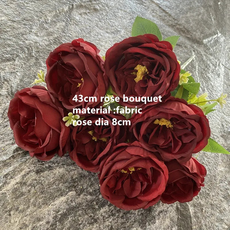 Wedding Decor Rose red wine red artificial rose flower row road guide Hydrangea flower silk flower dropshipping Good Vibrations