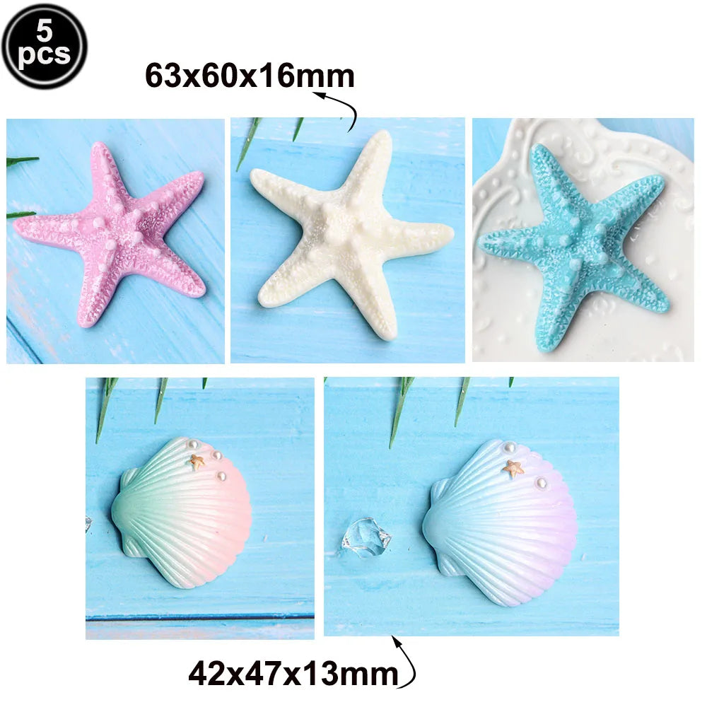 Mermaid Theme Cake Toppers Shell Starfish Fish Tail Children Girl Birthday Wedding Baby Shower Party Cake Decorations Supplies Good Vibrations