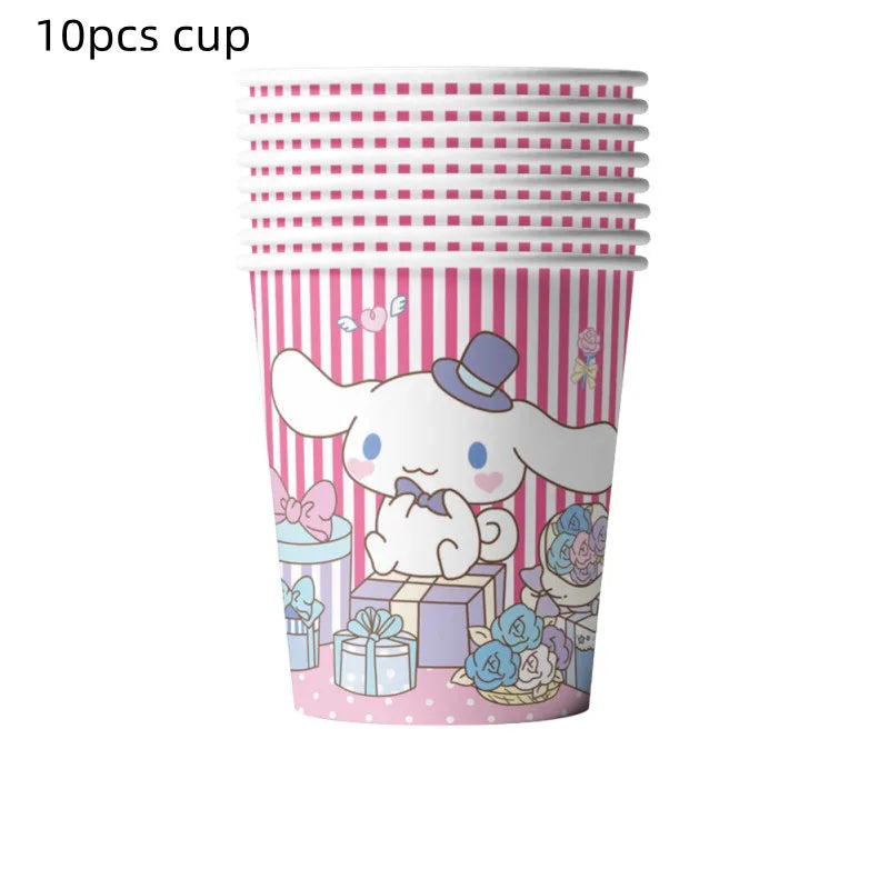 Cinnamorolls Birthday Party Decoration Tableware Set Balloons Cup Plate Banner for Kids Party Favors Baby Shower Supplies Good Vibrations