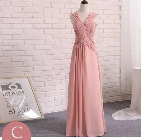 Customized Chiffon Dusty Pink Bridesmaid Dress Wedding Party Gowns Sweet Memory Bride Robes Formal Gowns For Long Prom Dresses