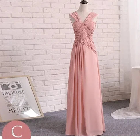 Customized Chiffon Dusty Pink Bridesmaid Dress Wedding Party Gowns Sweet Memory Bride Robes Formal Gowns For Long Prom Dresses Good Vibrations