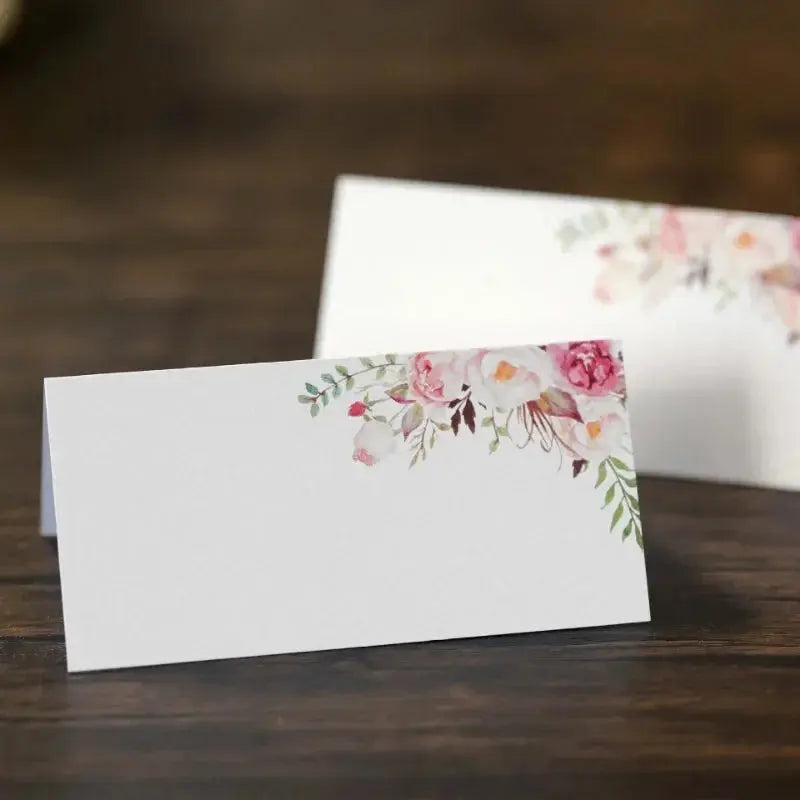 50Pcs Wedding Table Name Card Printing Flower Blank Banquet Reserved Seating Paper Cards Party Table Decorations Supplies Good Vibrations