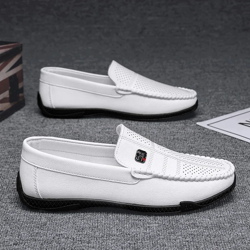 Fashion Leather Men Casual Shoes Slip on Italian Formal Loafers Luxury Brand Comfortable Men Soft Male Driving Shoes Moccasins Good Vibrations