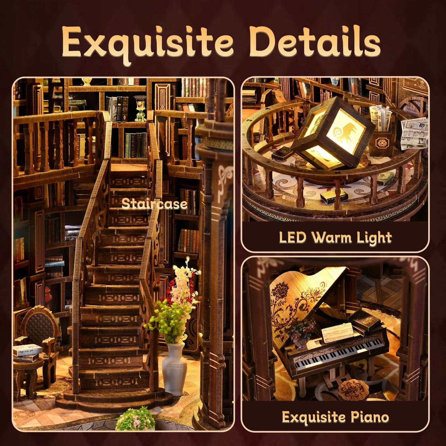 Book house assembly, architecture, book models, ornaments, miniature kits, DIY handmade toy sets, bedroom and room decorations, Good Vibrations