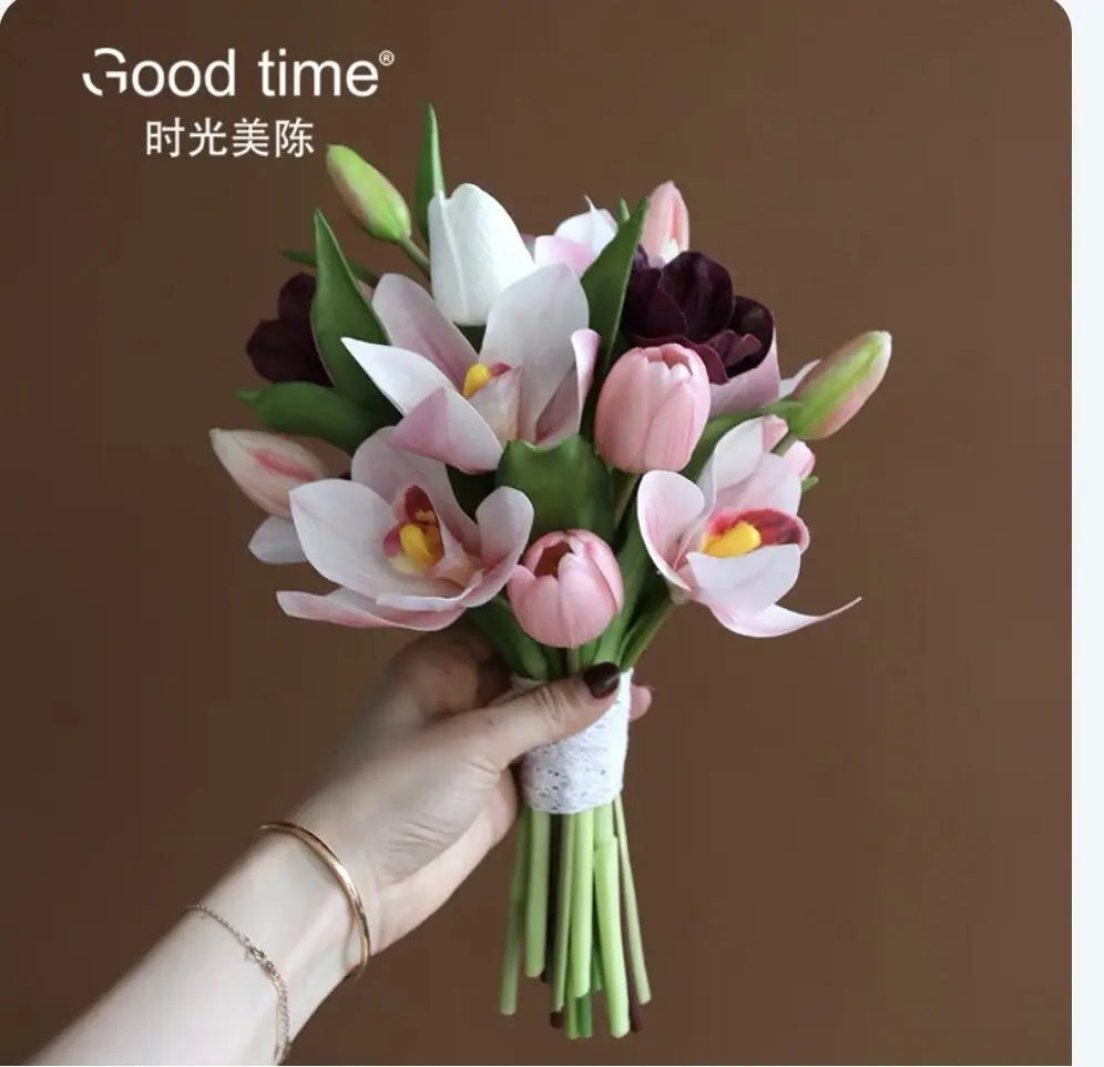 AYiCuthia 2024 Real Touch White Calla Lily Waterfall white Wedding Flowers Bridal Bouquets Artificial Wedding Bouquets Good Vibrations