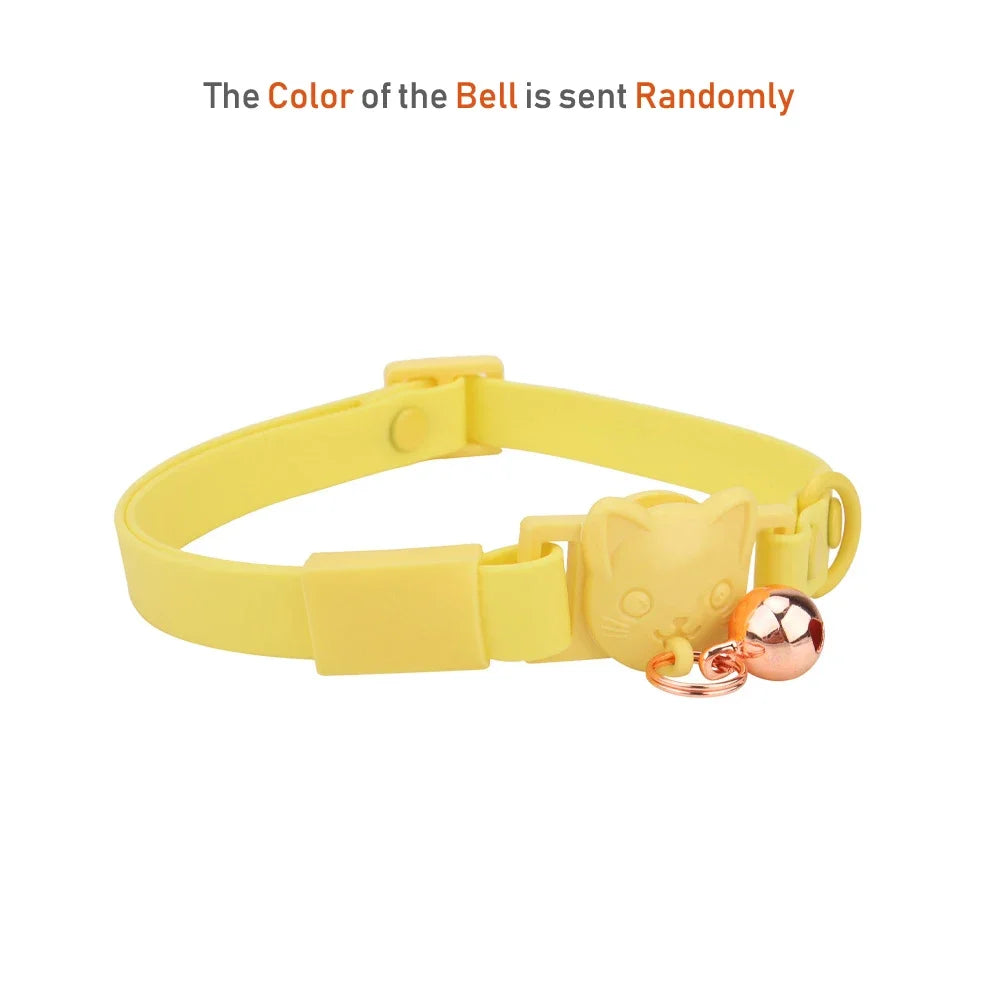 Pet Cat Bell Collar Dog Necklace PVC Waterproof Adjustable Kitten Candy Color Collar Festival Grooming Decorate Pet Supplies - Good Vibrations