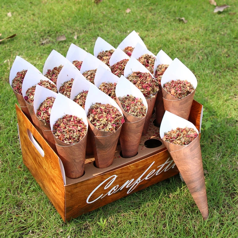 Kraft Paper Wedding Tray Confetti Cone Stand Box Tray Rustic Wedding Decoration Wedding Confetti Cones Wedding Cones Set supply Good Vibrations