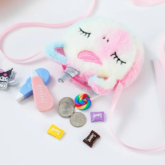 Cute Plush Cartoon Coin Purse Children Girls Shoulder Bag Unicorn Animals Messenger Bag Kids Keys Coin Purse Mini Handbag Good Vibrations