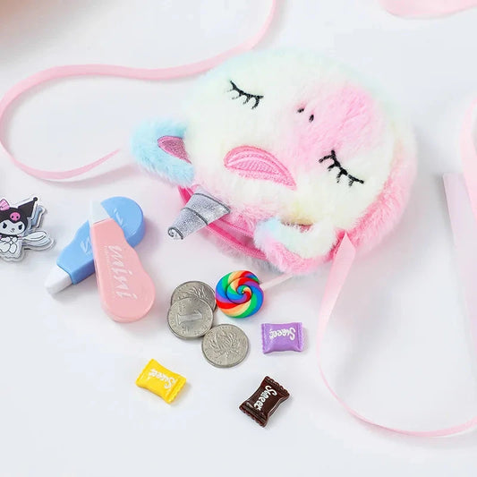 Cute Plush Cartoon Coin Purse Children Girls Shoulder Bag Unicorn Animals Messenger Bag Kids Keys Coin Purse Mini Handbag Good Vibrations