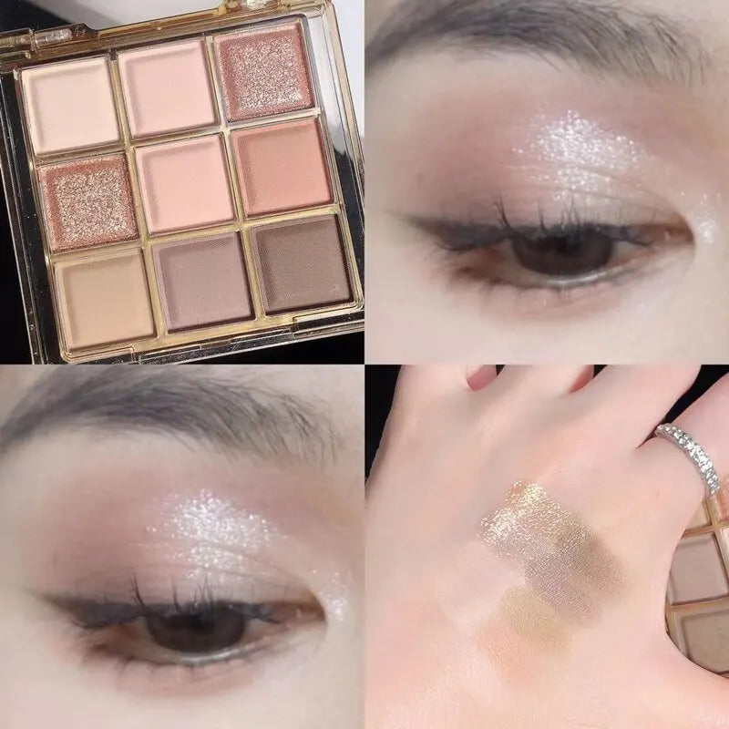 DIKALU Spring And Summer New Eyeshadow Palette Oh Rosy Nine Palace Grid Auto Focus Low Saturation Smoke Powder Rose Plate Good Vibrations
