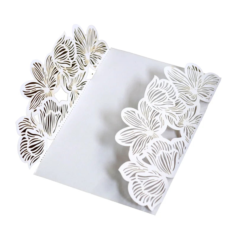 10/20pcs Flowers Wedding Invitations Card White Paper Birthday Gift Greeting Card Cover Wedding Engagement Party Decor Supplies Good Vibrations