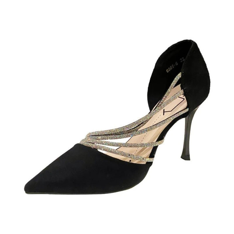 Women Evening Party High Heels New Pumps Elegant Ladies Pointed To Black Strappy Stripper Shoes for Women Good Vibrations