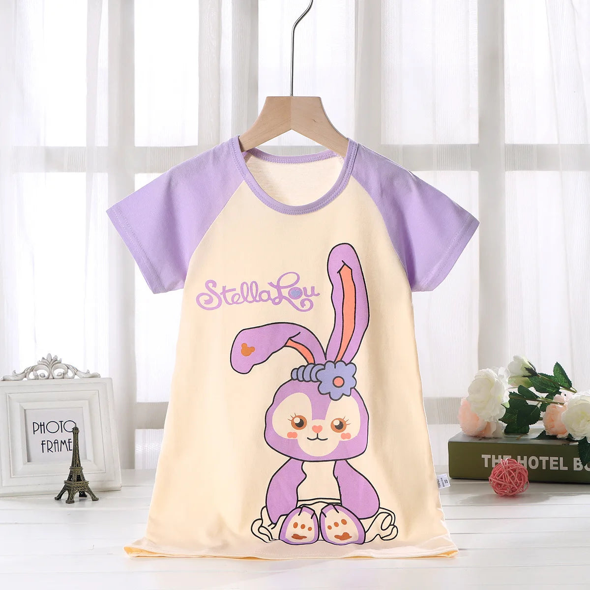 Girls Nightdress Pure Cotton Girl Short-sleeved Air Clothing Thin Section Home Service Children's Pajamas Nightdress Good Vibrations