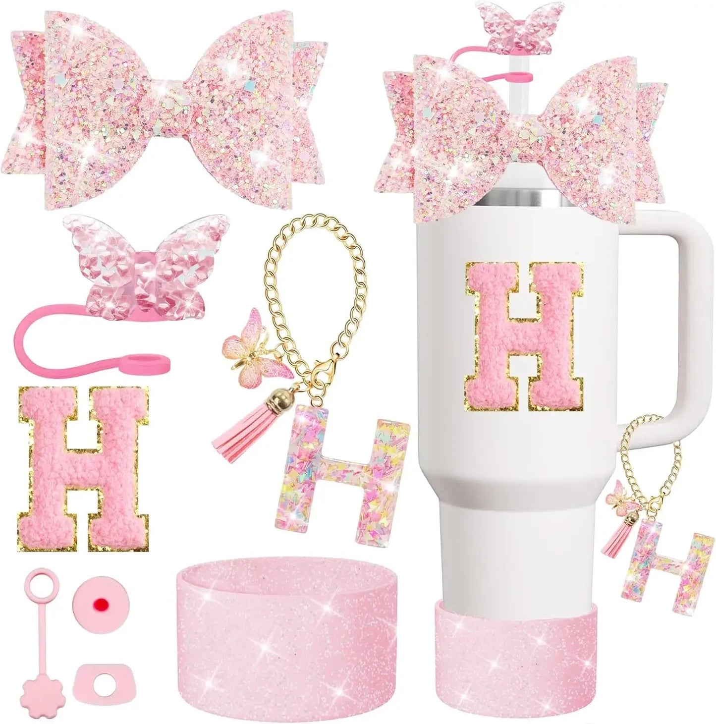 8PCS Cup Accessories Set for Stanley 30oz 40oz Tumbler Straw Topper Cover Cap Boot,Spill Proof Stopper Charm Initials Sticker Good Vibrations Adult Super Store