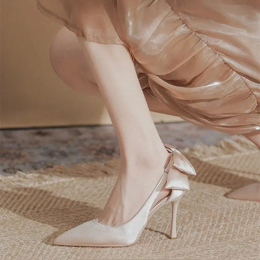Wedding Heels Women Luxury Brand Design String Bead Pearls High Heels Ladies Sexy Elegant Pointed Toe White Black Pumps2025 Good Vibrations