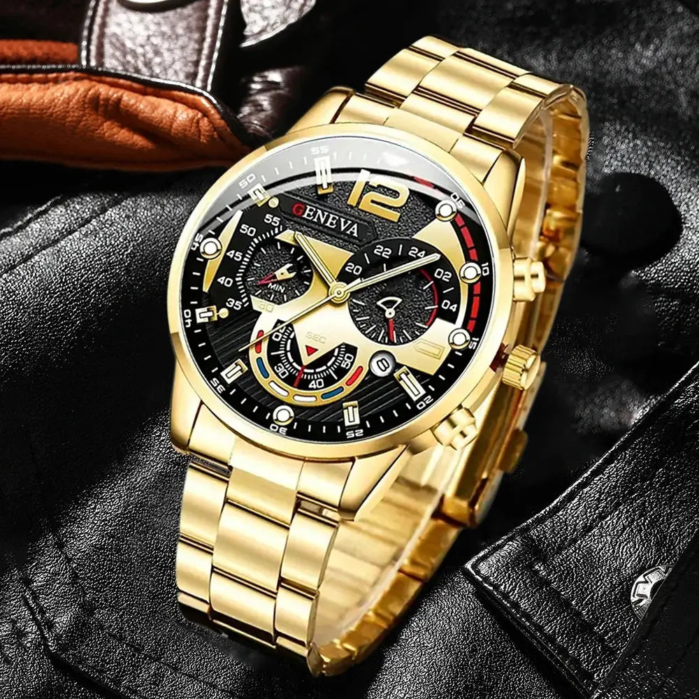 Fashion Mens Watches Luxury Black Stainless Steel Quartz Wrist Watch Man Business Watch for Men Calendar Clock Reloj Hombre Good Vibrations
