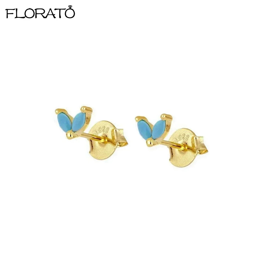 925 Sterling Silver Needle Summer Blue Earrings Trend 18K Gold Hoop Earrings for Women Fashion Puncture Jewelry Ear Accessories Good Vibrations
