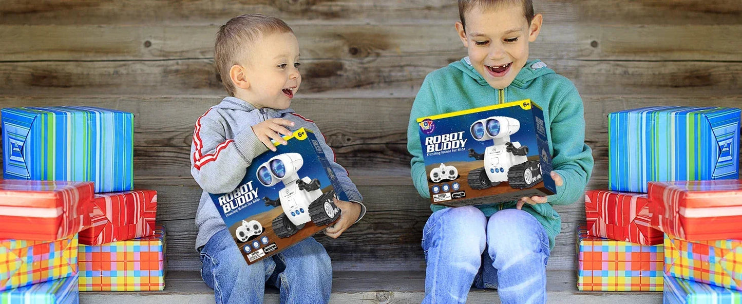 TOY Life Rechargeable RC Robot - LED Eyes Music Walkie Talkie Remote Control Toy for Kids Toddler Gift Good Vibrations