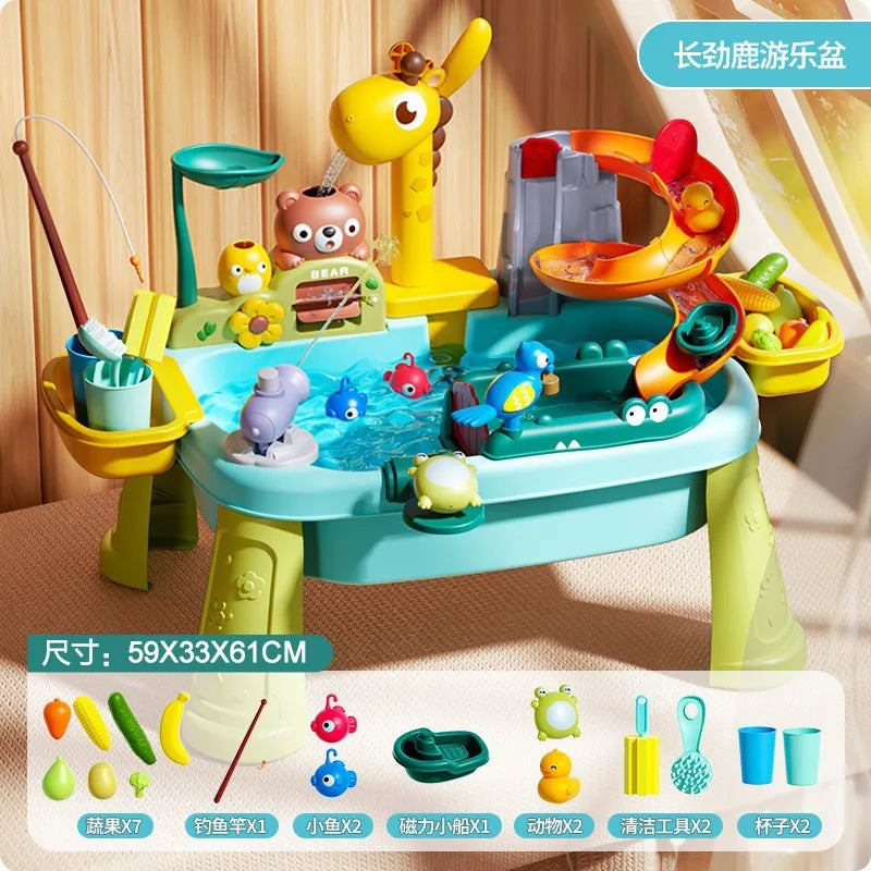 Children's kitchen toys electric fun water play water wash basin fishing dishwashing home role-playing baby early education toy Good Vibrations