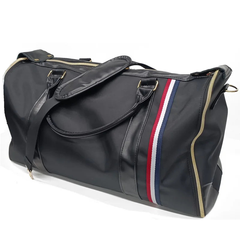 Geestock 2IN 1 Garment Duffel Bag for Travel Folding Suit Storage Bag Waterproof PU Travel Tote Bags Large Capacity Weekend Bag Good Vibrations
