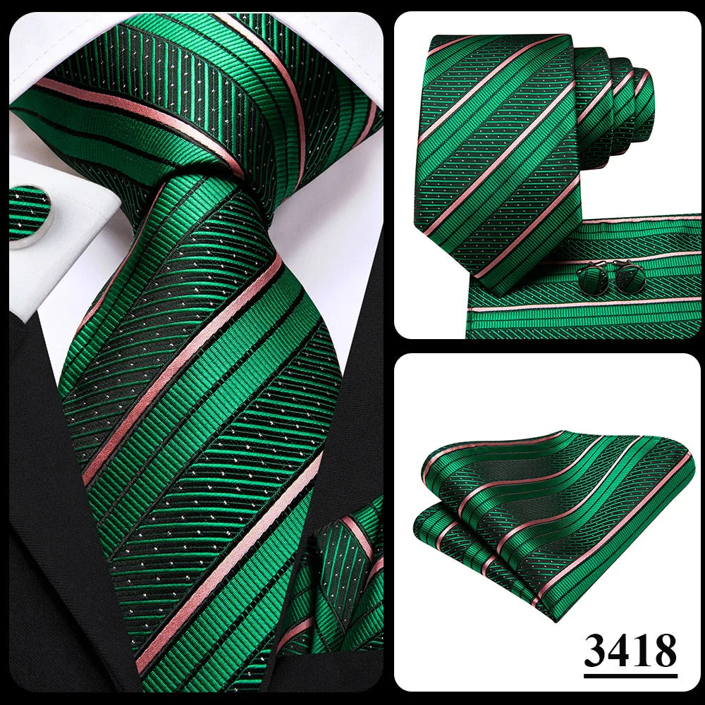 Black Red Striped Silk Wedding Tie For Men Handky Cufflink Gift Men Necktie Fashion Business Party Dropshiping Hi-Tie Designer Good Vibrations