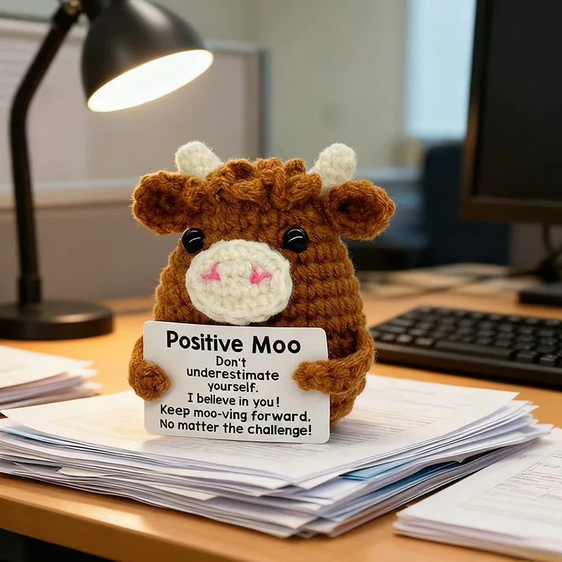 Gifts for Him Her Boyfriend Girlfriend Handmade Positive Crochet Cute Cow Emotional Birthday Christmas Desktop Decorations Good Vibrations