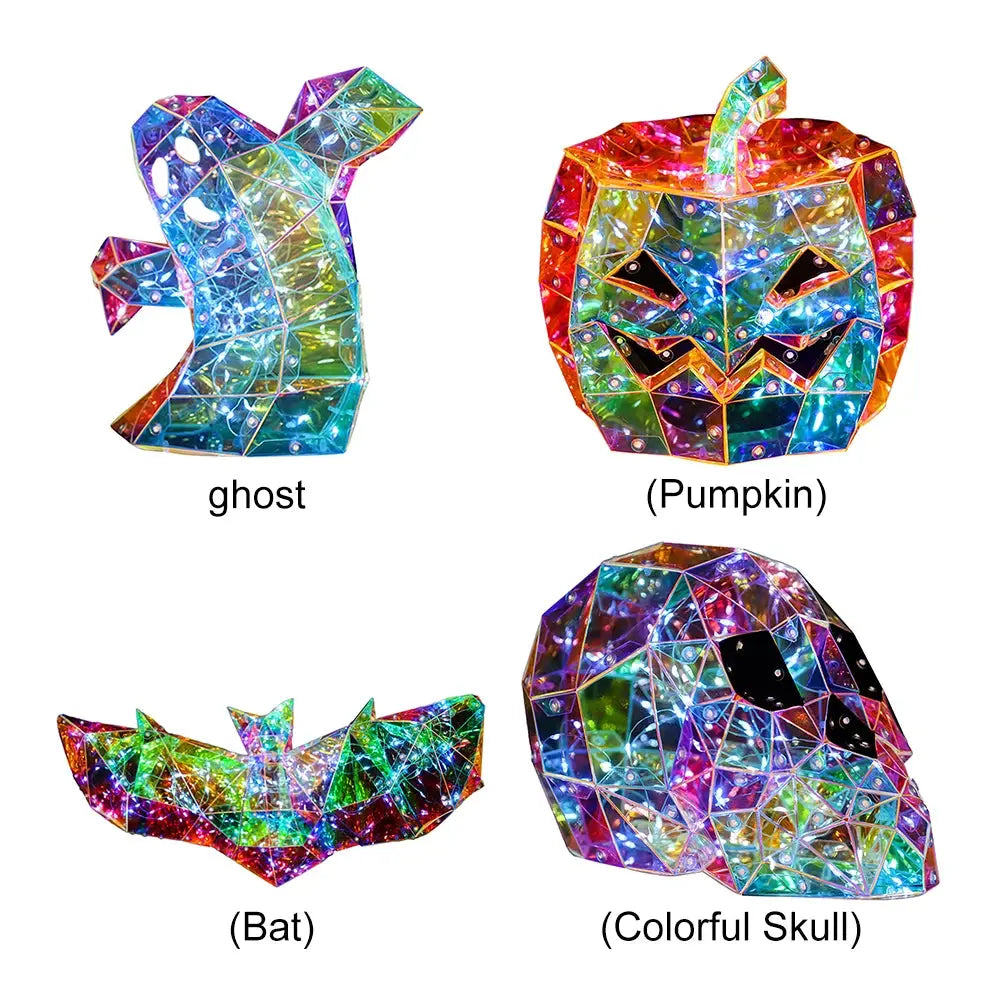 Prismatic Iridescent Spooky Ghost Prismatic Pumpkin Ghost LED Lights Halloween Lights Funny Colorful Glow Lights Halloween Decor Good Vibrations
