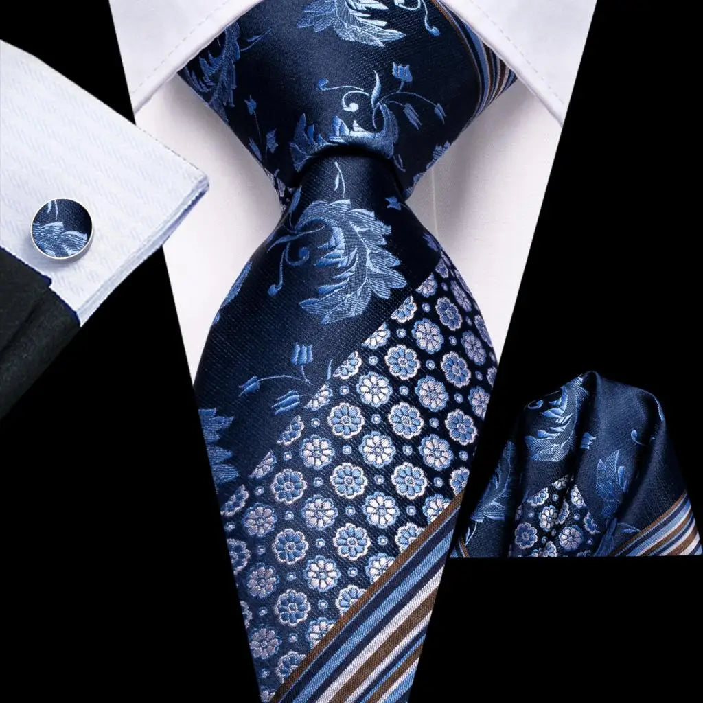 Hi-Tie Blue Business Solid 100% Silk Men's Tie NeckTie 8.5cm Ties for Men Formal Luxury Wedding High Quality Gravata Good Vibrations