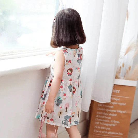 Girl Dress 100% Cotton Kids Summer Clothes Children Flower Dresses Sleeveless Cloth Princess Girls Party Fashion Outfit Clothing Good Vibrations