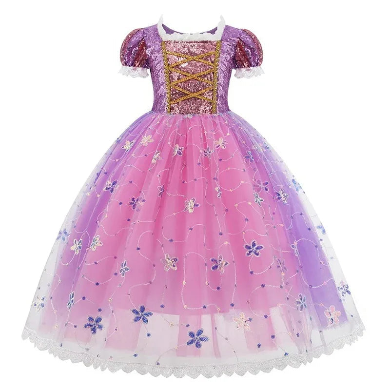 Disney Kids Princess Costume Elsa Anna Halloween Dress Girl Jasmine Moana Dinner Dress Rapunzel Mermaid Pageant Disguise 3-10Y Good Vibrations