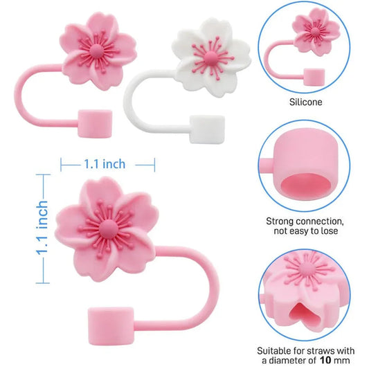 2pcs Straw Cover Cap for Stanley Cup Accessories,Lids Flowers Tip Covers Silicone Straw Topper 10mm Reusable Straw Tips Good Vibrations