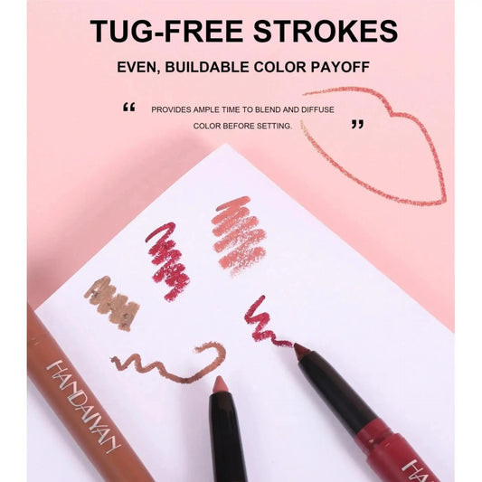 Long Wearing Matte Lipliner Set 6 Colors Creamy Texture Lip Defining Pencil Easy Glide Non Fading Makeup Must Have Good Vibrations