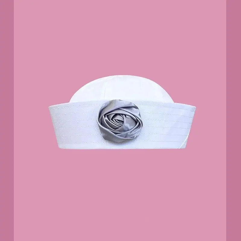 Y2K Striped Bow Flower Rhinestone Sailor JK Beret Navy Hats for Women Summer Niche Flipped Nurse Cosplay Beret Cap Sombreros Good Vibrations