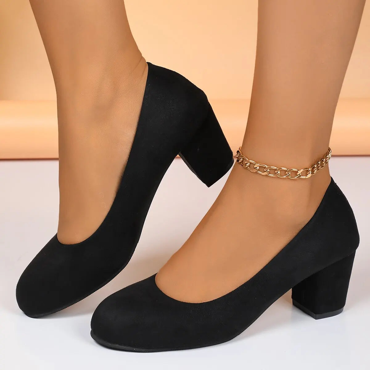 Shallow Women High Heels Shoes Retro Mid Heels Pumps Fashion Trend Autumn Designer Shoes Walking Dress Shoes Zapatos De Mujer Good Vibrations