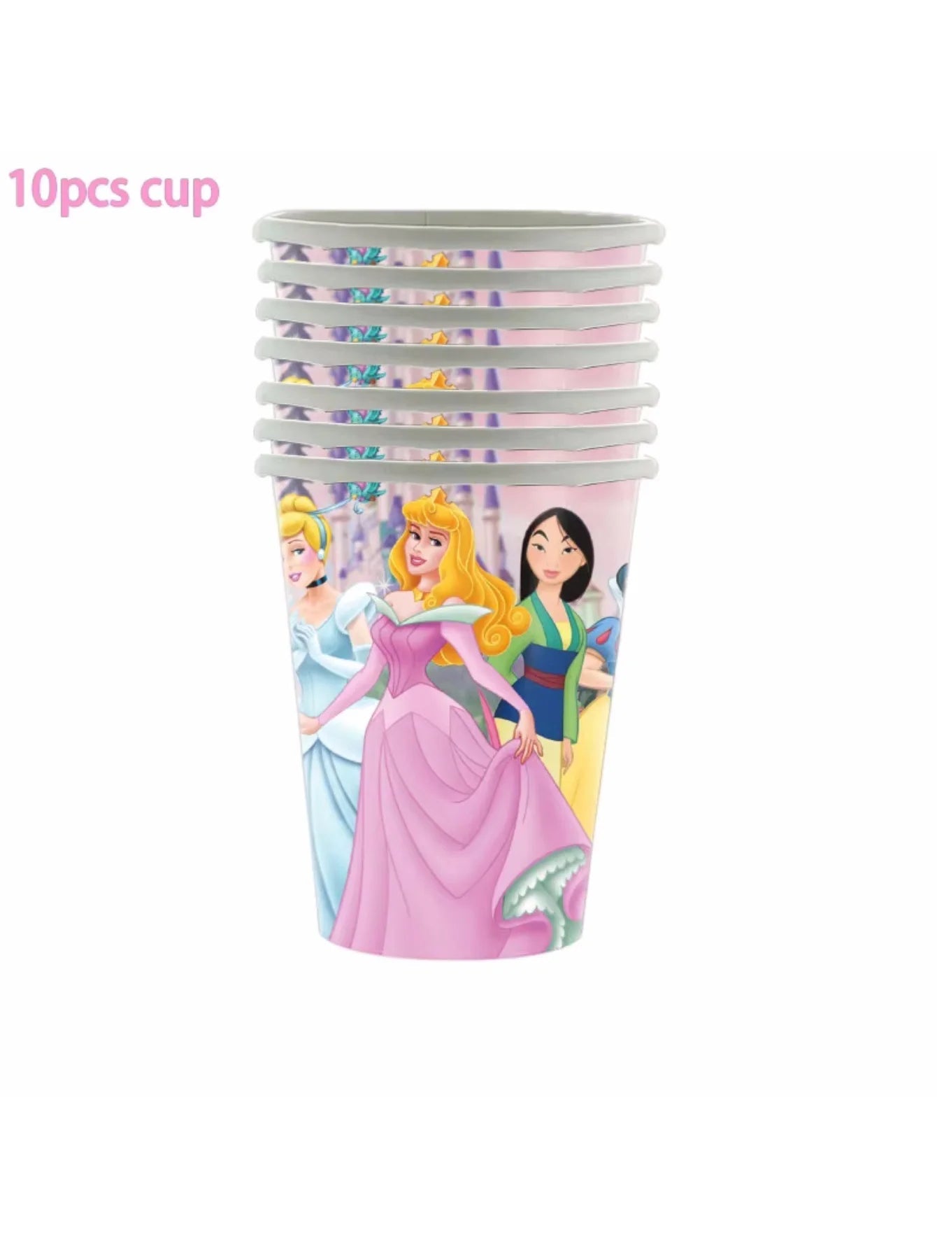 1/10/20pcs Princess Birthday Party Supplies Decor for Woman Princess Birthday Plates Paper Cups Princess Tablecloth Party Good Vibrations