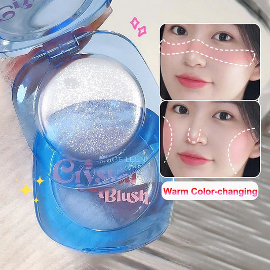 Transparent Crystal Warm Color-changing Blush Palette Makeup Jelly Tint Lip Cheek Moisturized Long-Lasting Shimmer Blusher Cream Good Vibrations