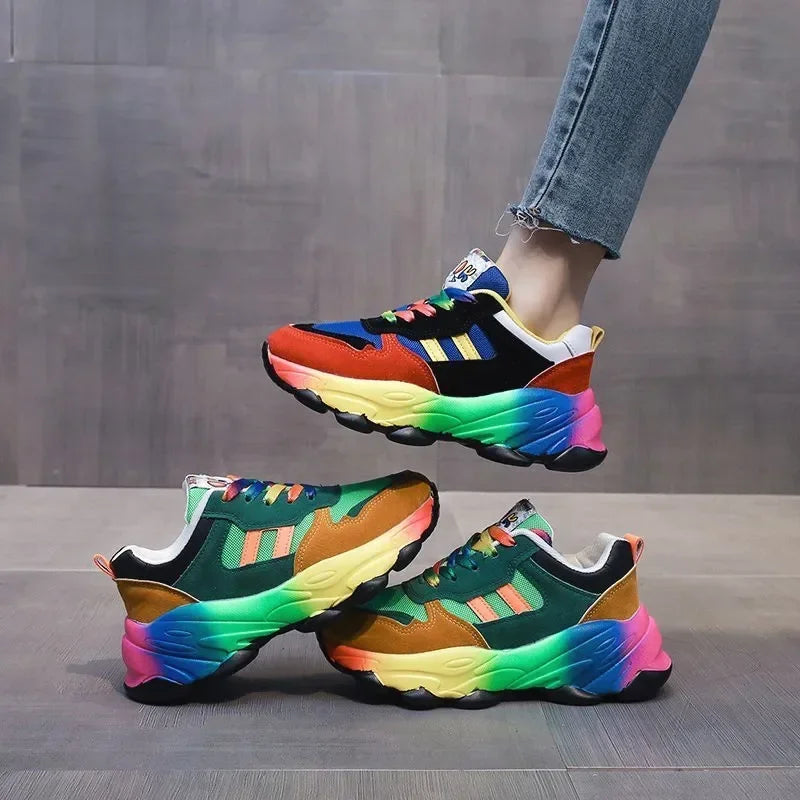 Trendy Women Sneakers Tennis Multicolor Sports Shoes for Women Platform Light Vulcanize Hot Sale Female Running Shoes Leisure Good Vibrations