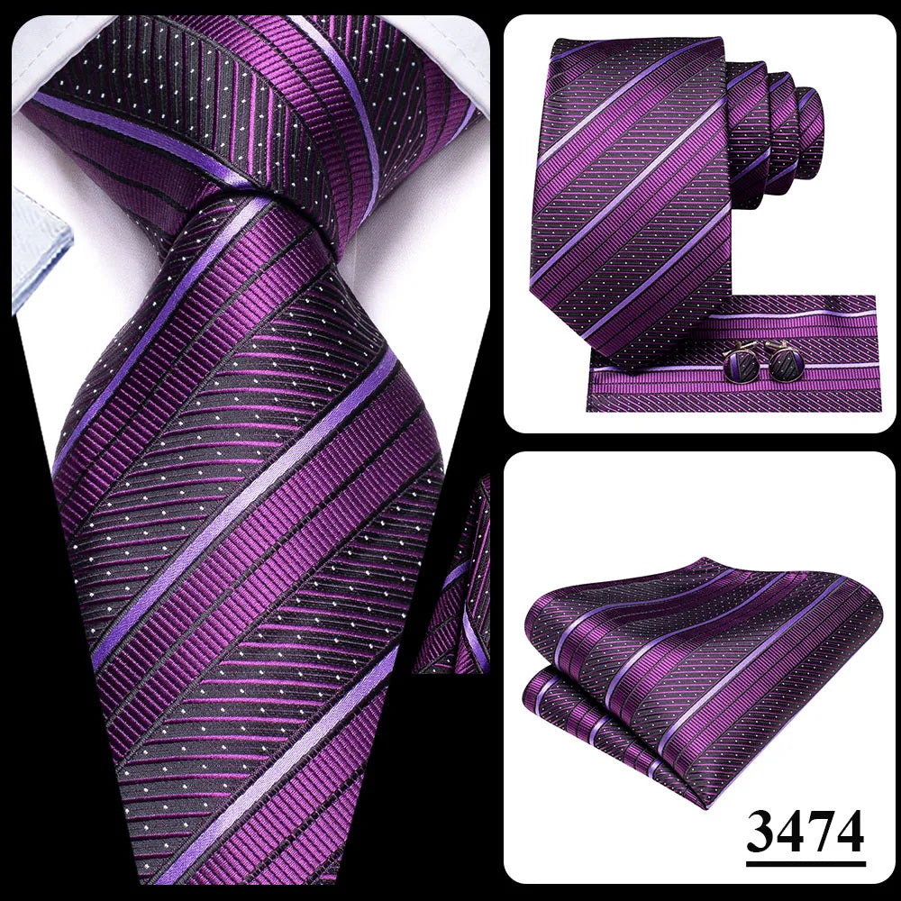 Black Red Striped Silk Wedding Tie For Men Handky Cufflink Gift Men Necktie Fashion Business Party Dropshiping Hi-Tie Designer Good Vibrations
