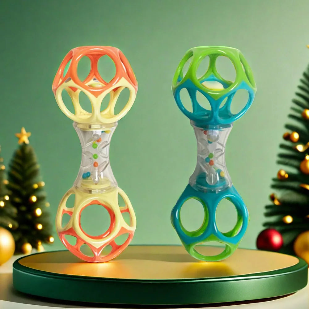 Baby Teether Rattle & Shake Barbell Toy, Ages 3 Months and Up(Random Color) - Good Vibrations